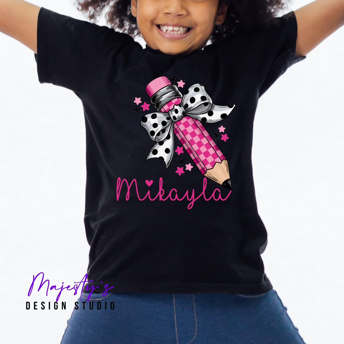 Checkered  Pencil Coquette Bow Tee