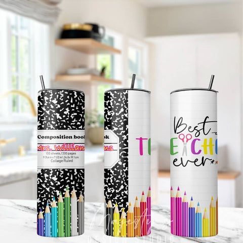 Personalized Composition Notebook Teacher Tumbler