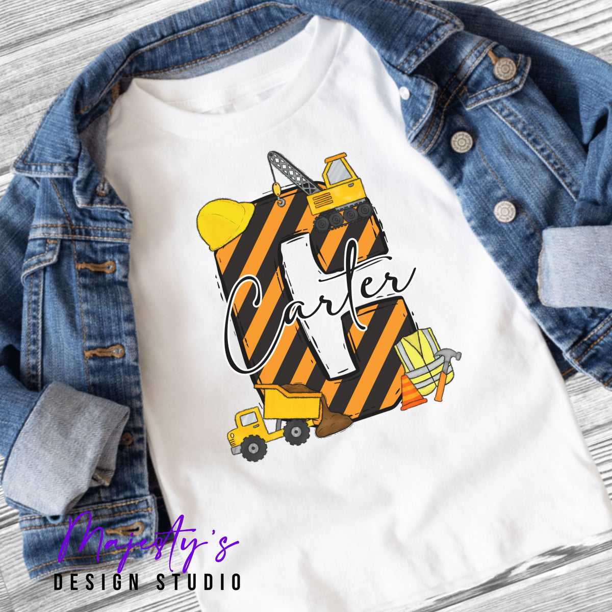 Construction Letter Personalized Youth Top