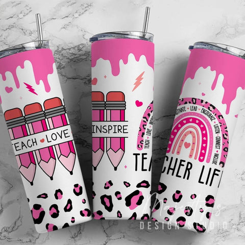 Pink Teacher Life Tumbler