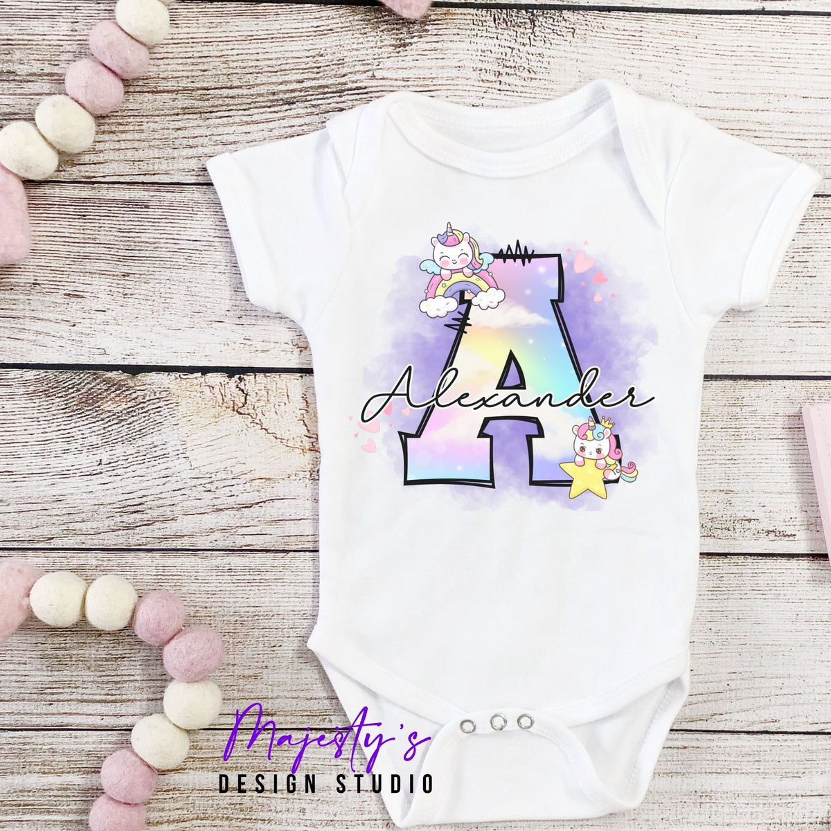 Personalized Unicorn Baby Onesie